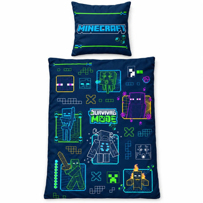 Minecraft Survival Mode Bettwäsche 135-140x200 + 63x63 cm - WS-Trend.de
