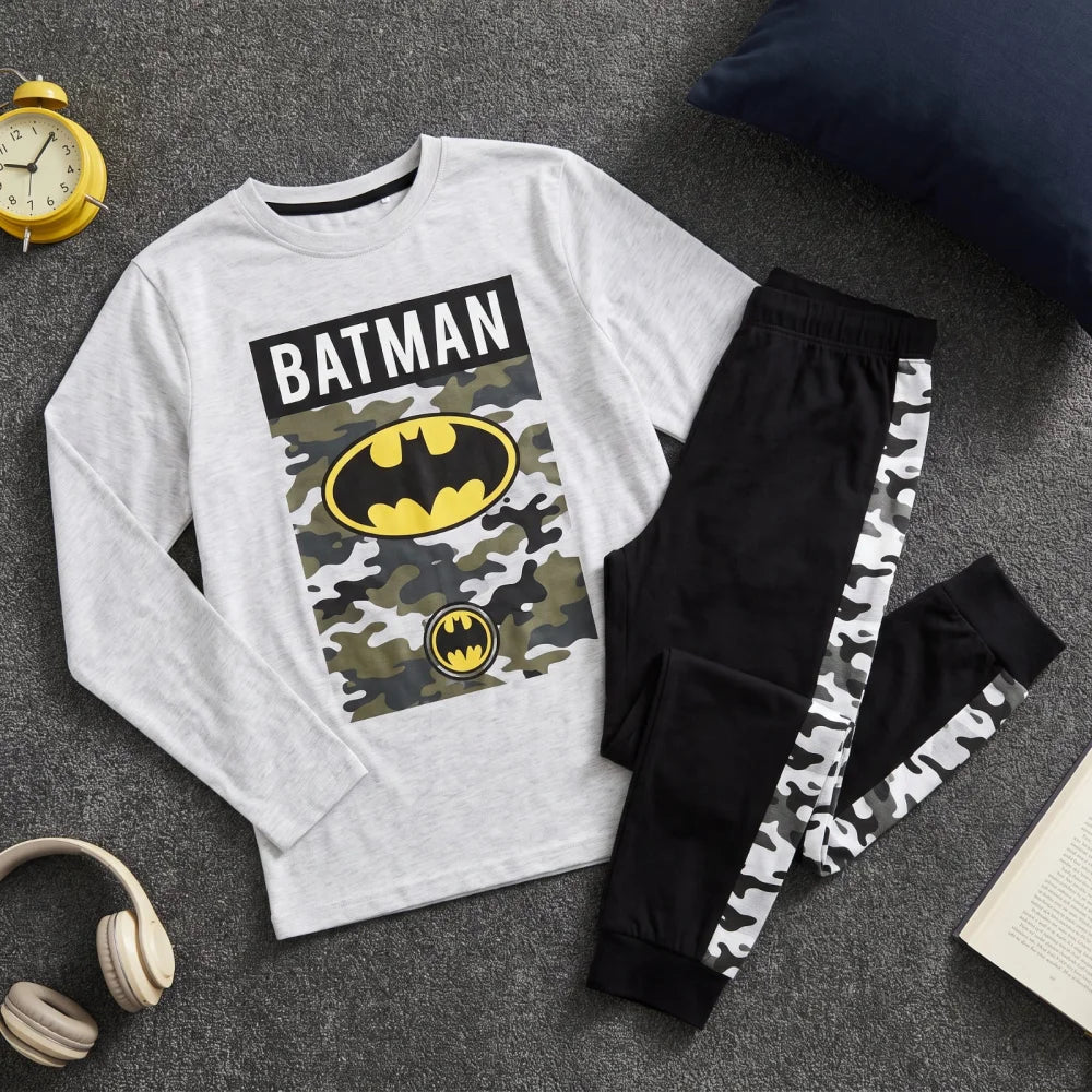 Schlafanzug DC Comics Batman Jungen Kinder lang Pyjama Gr. 134-140 - WS-Trend.de