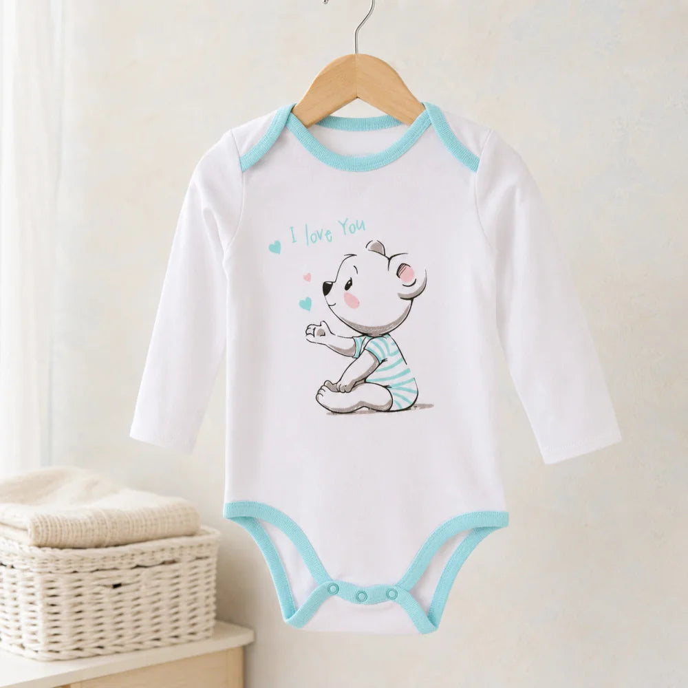 Baby 2er Pack langarm Body Strampler Schlafanzug Gr. 68 Dinos Bärchen - WS-Trend.de