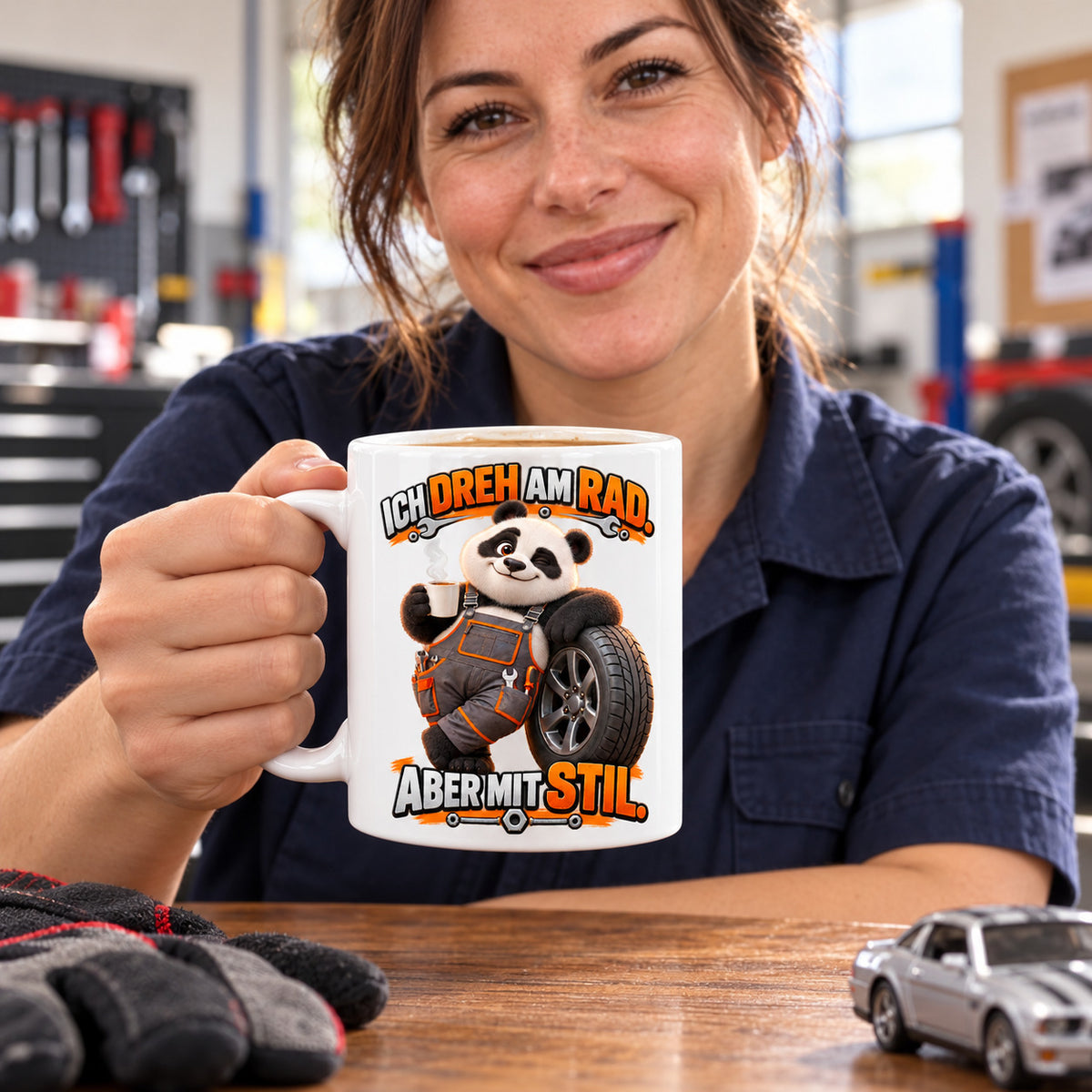 Auto Tasse Spruch Keramik 330 ml Geschenk für Autofan beidseitig Druck