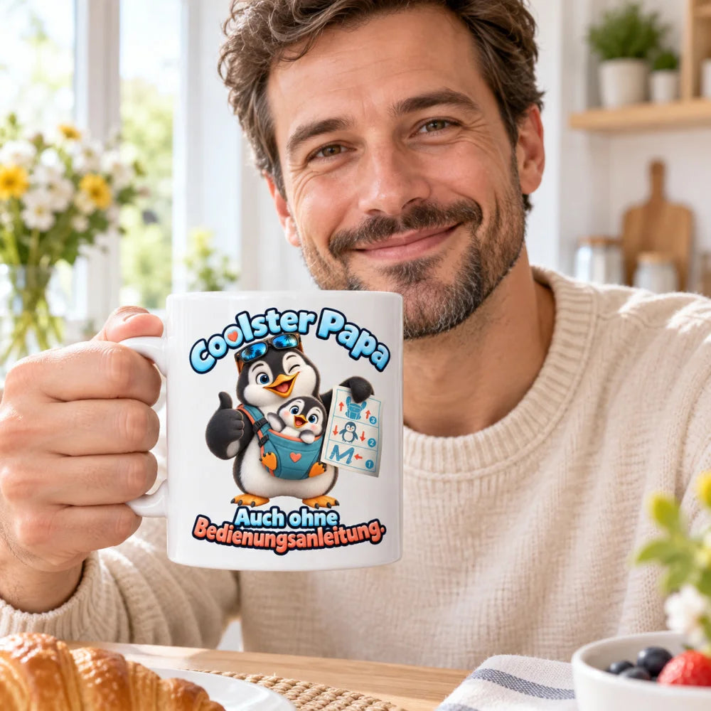 WS-Trend Pinguinpapa Tasse Keramik 330 ml Geschenk für Papa mit Spruch - WS-Trend.de
