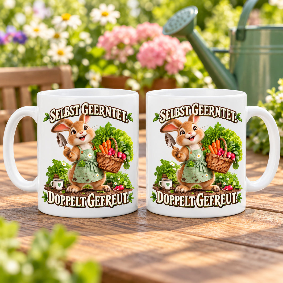 Garten Tasse Spruch Keramik 330ml Geschenk Datscha Schrebergarten bunt