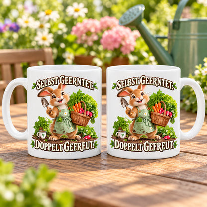 Garten Tasse Spruch Keramik 330ml Geschenk Datscha Schrebergarten bunt