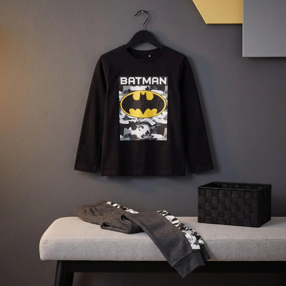 Schlafanzug DC Comics Batman Jungen Kinder lang Pyjama Gr. 134-140 - WS-Trend.de
