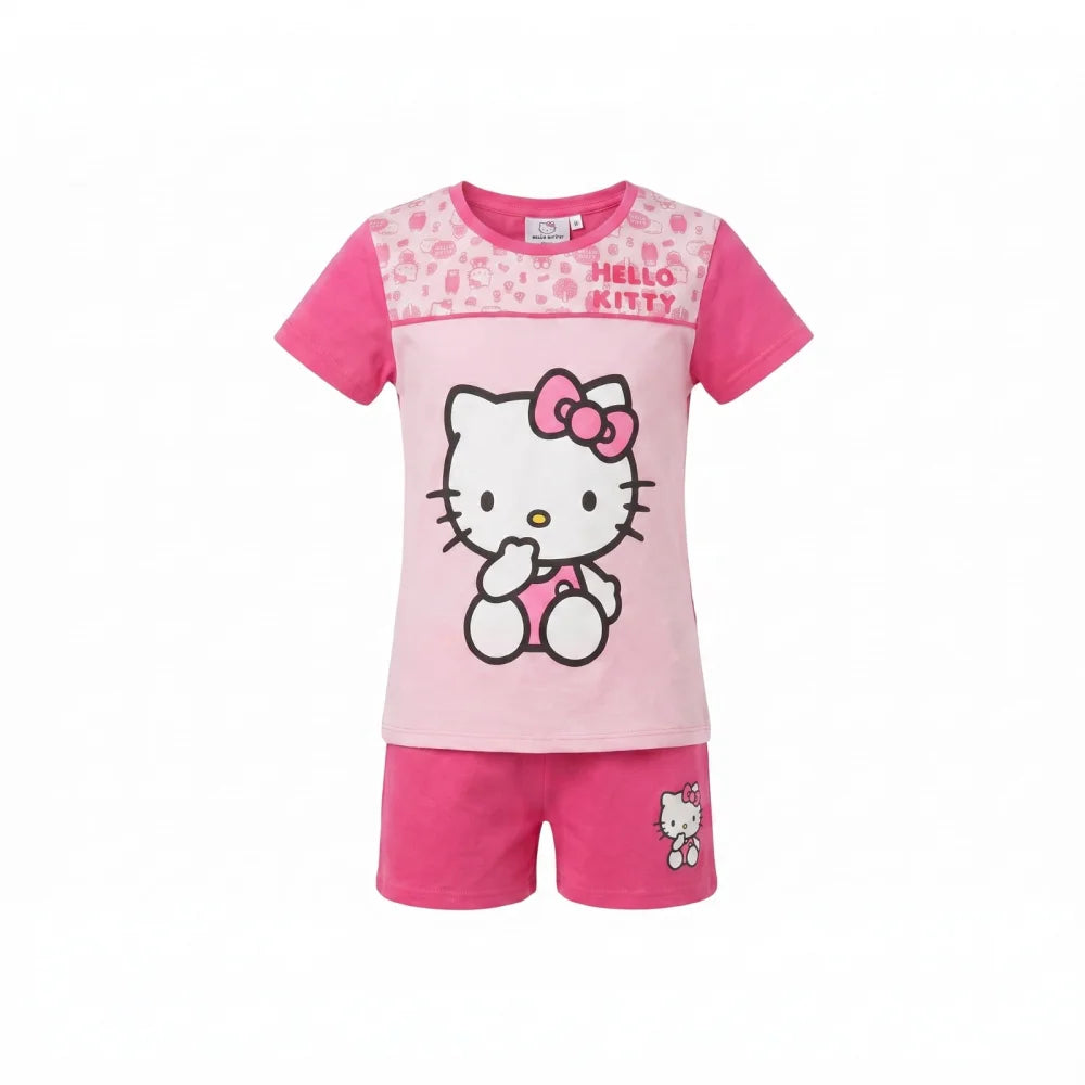 Hello Kitty Kinder Mädchen Schlafanzug Pyjama Shirt Shorts Gr. 98-128 Baumwolle - WS-Trend.de