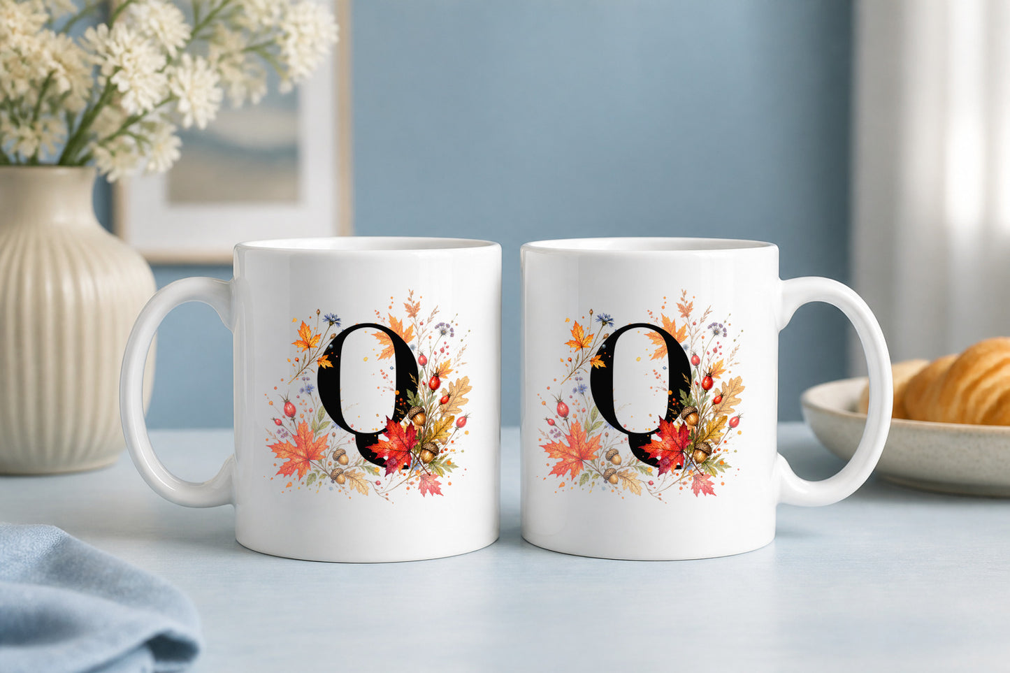 Herbst Tasse A-Z Buchstaben 325 ml Keramik Geschenkidee personalisiert