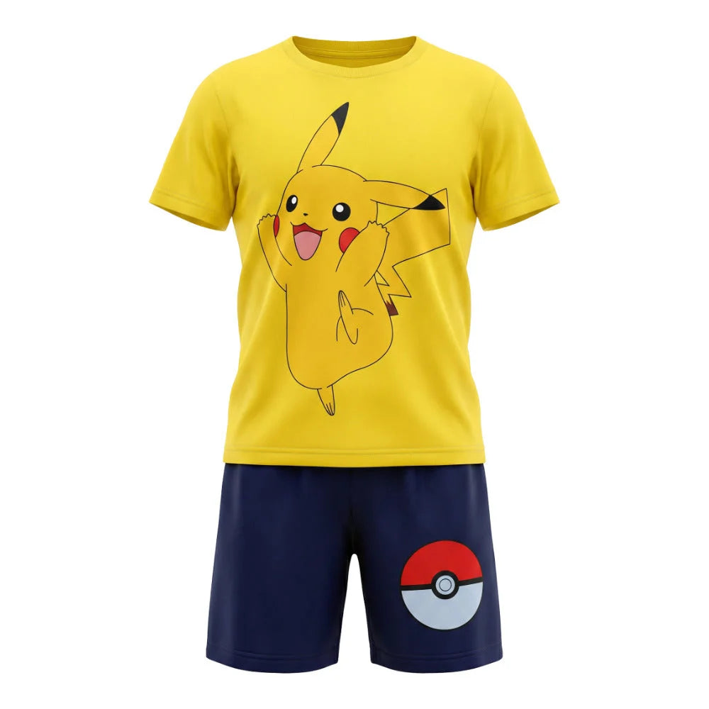 Pokemon Pikachu Kinder kurz Pyjama Schlafanzug Gr. 98 bis 128 Baumwolle - WS-Trend.de