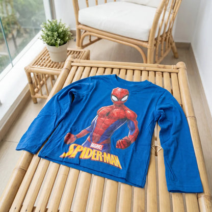 Marvel Spider-Man Jungen Langarmshirt Baumwolle Dunkelblau oder Hellblau 98–128 - WS-Trend.de