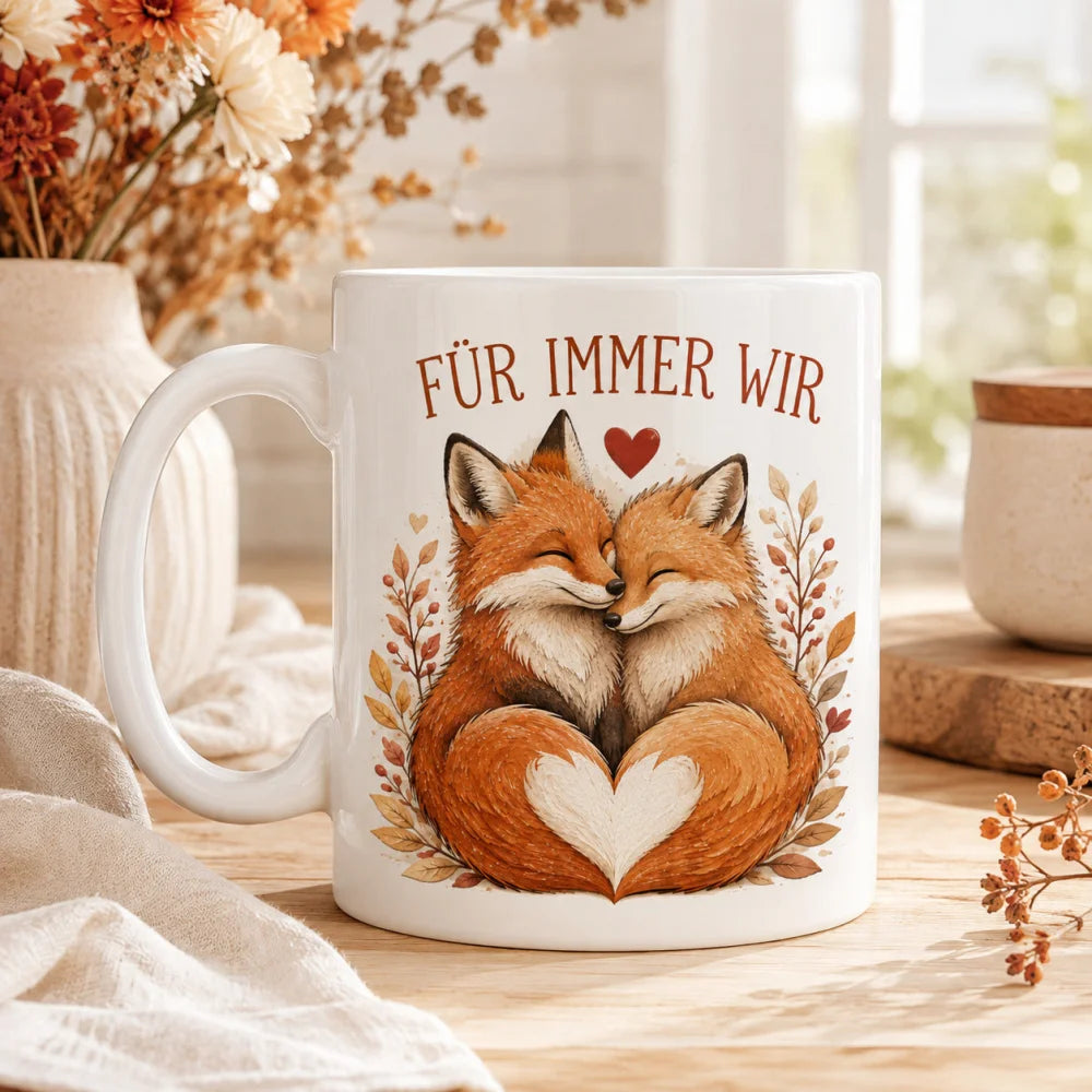 Liebestasse Tiermotiv - Kaffeetasse Geschenk fuer Partner 330 ml weiss - WS-Trend.de