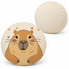 Capibara Velours-Dekokissen rund mit Herzen, Durchmesser 35 cm