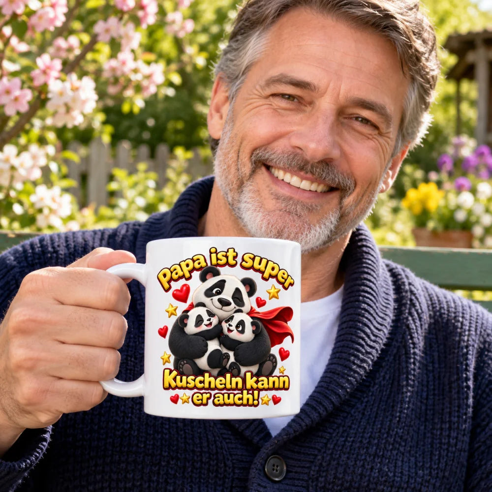 WS-Trend Pandapapa Tasse Keramik 330 ml Geschenk für Papa zum Vatertag - WS-Trend.de