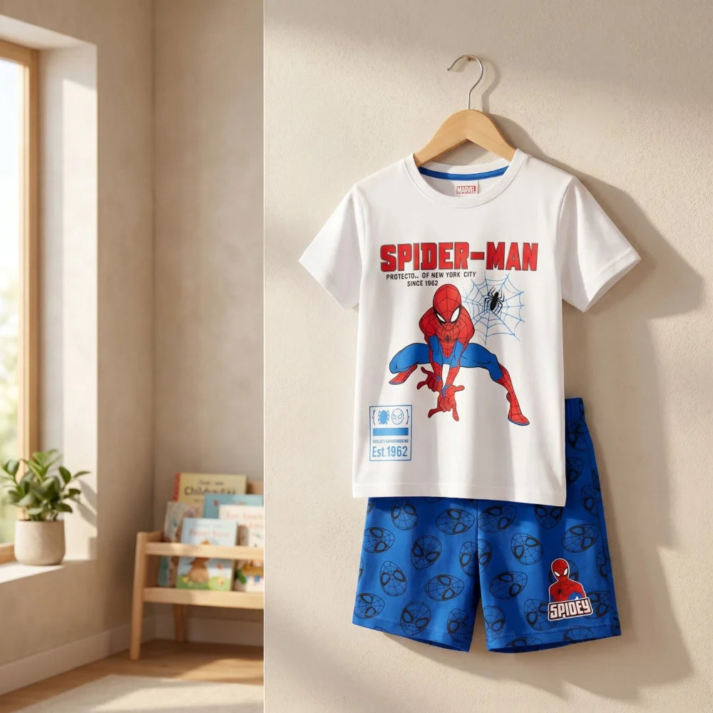 Marvel Spiderman Kinder kurz Pyjama Schlafanzug Shirt Shorts Gr. 98 bis 128 - WS-Trend.de