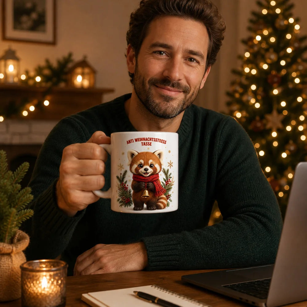 Anti Weihnachtsstress Weihnachten Tasse 325 ml – süße 3D-Tiere - WS-Trend.de