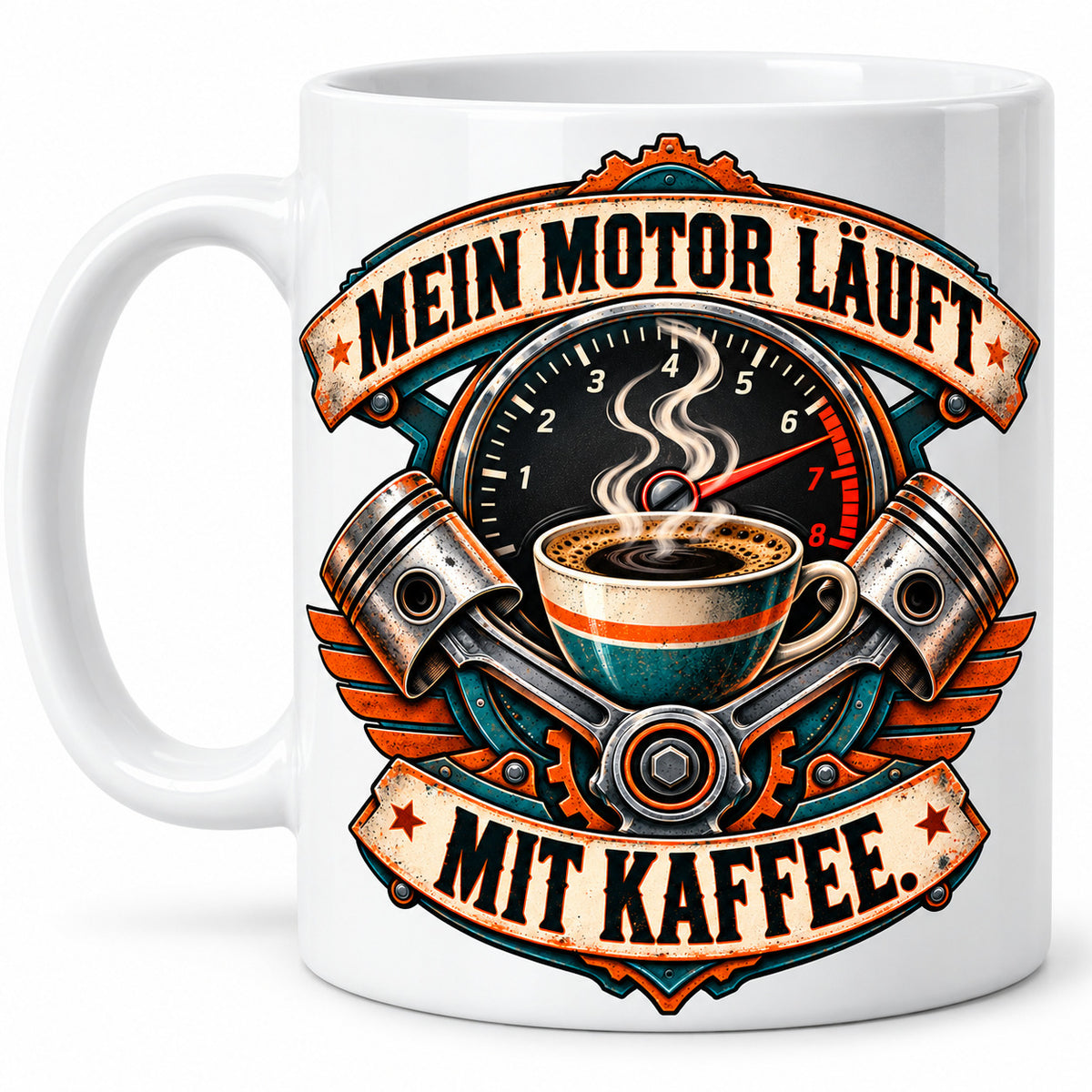 Auto Tasse Spruch Keramik 330 ml Geschenk für Autofan beidseitig Druck
