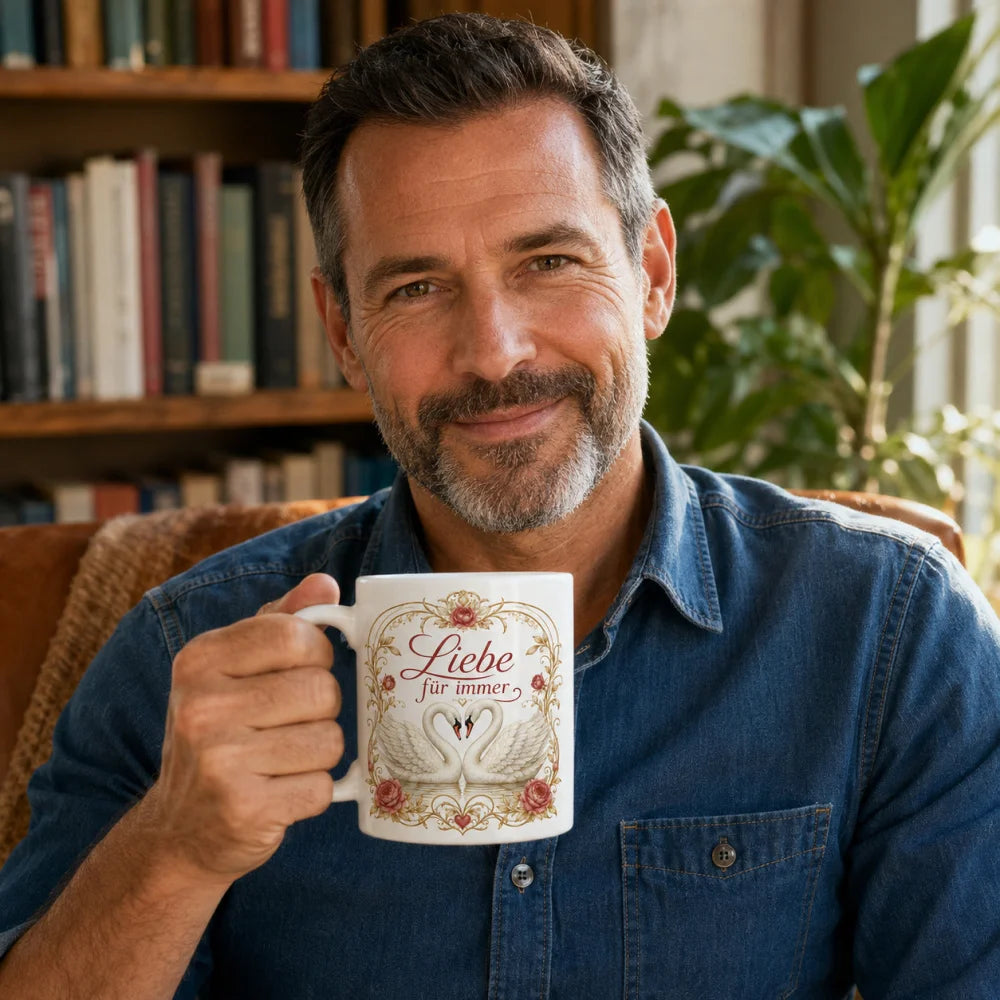 Schwan-Tasse für Lieblingsmenschen - Geschenk zum Jahrestag beidseitig - WS-Trend.de