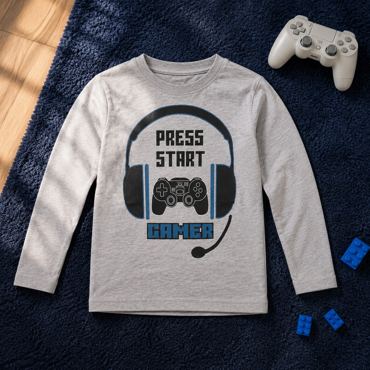 Print-Shirt Fashion UK Gamer Spieler Kinder Jungen langarm Shirt Langarmshirt Gr. 116 -152