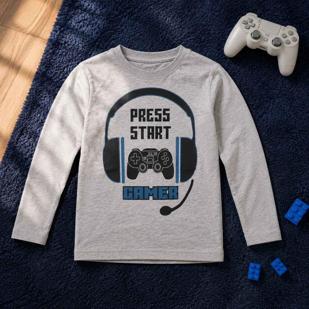 Print-Shirt Fashion UK Gamer Spieler Kinder Jungen langarm Shirt Langarmshirt Gr. 116 -152 - WS-Trend.de