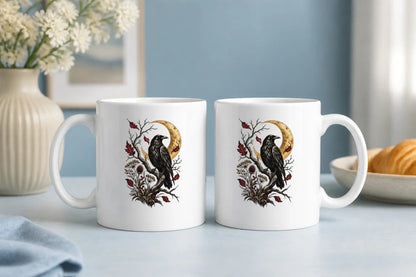 Halloween Tasse Rabe Mond 325 ml Keramik Gothic Geschenkidee - WS-Trend.de