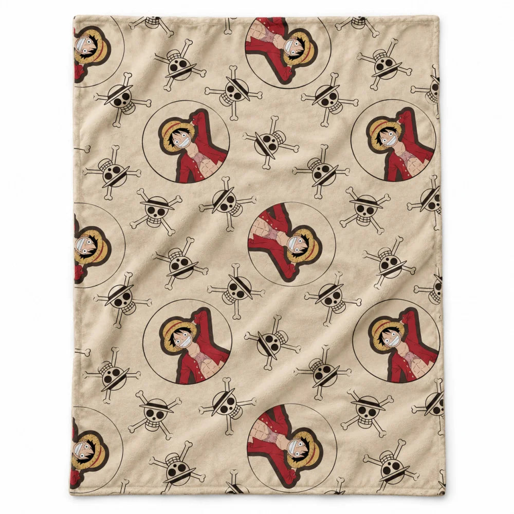 One Piece Ruffy Flanell-Kuscheldecke 110x150 cm Beige - WS-Trend.de