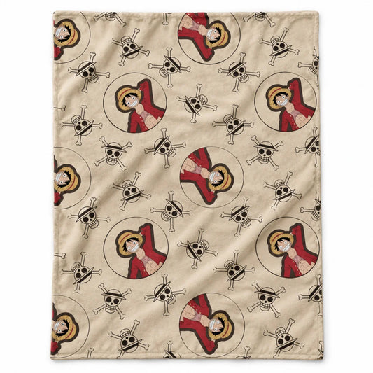 One Piece Ruffy Flanell-Kuscheldecke 110x150 cm Beige - WS-Trend.de