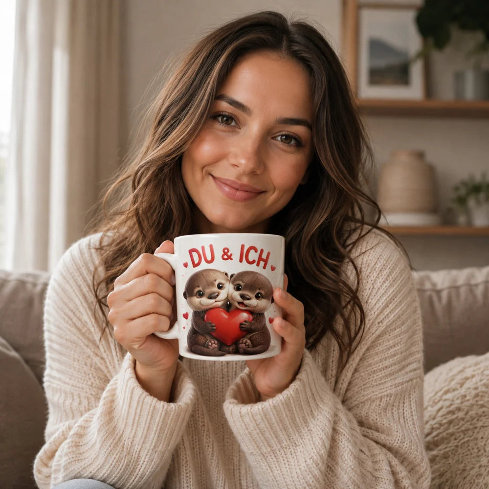 Liebestasse Tiermotiv - Kaffeetasse Geschenk fuer Partner 330 ml weiss - WS-Trend.de