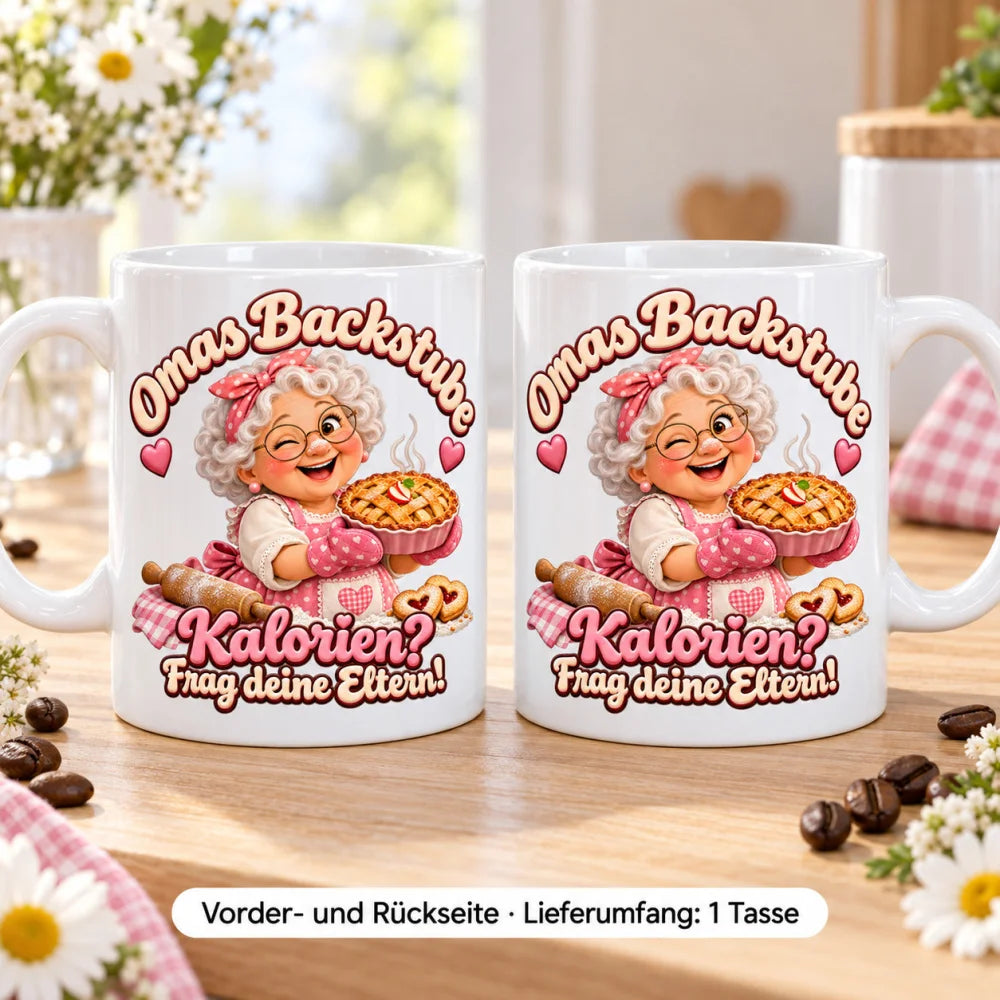 WS-Trend Omas Backstube Tasse 330 ml Oma ist super Geschenk mit Spruch - WS-Trend.de