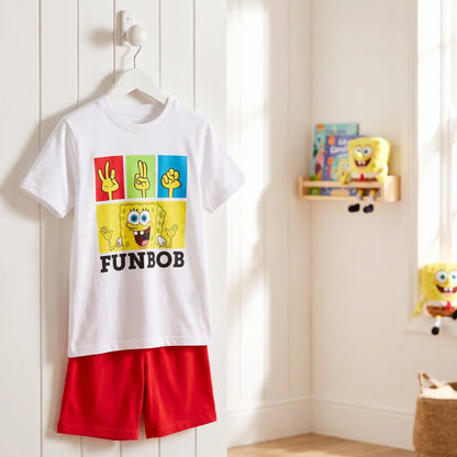 Spongebob Schwammkopf Kinder Schlafanzug Pyjama kurz 104 - 134 baumwolle - WS-Trend.de