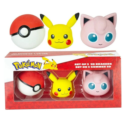 Pokemon Pikachu Pokeball Jigglypuff 3er- Pack 3D Radiergummi Erasers 8x4 cm - WS-Trend.de
