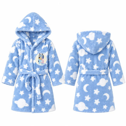 Bluey Kinder Hausmantel Bademantel mit Kapuze Coral Fleece Gr. 98-116 - WS-Trend.de