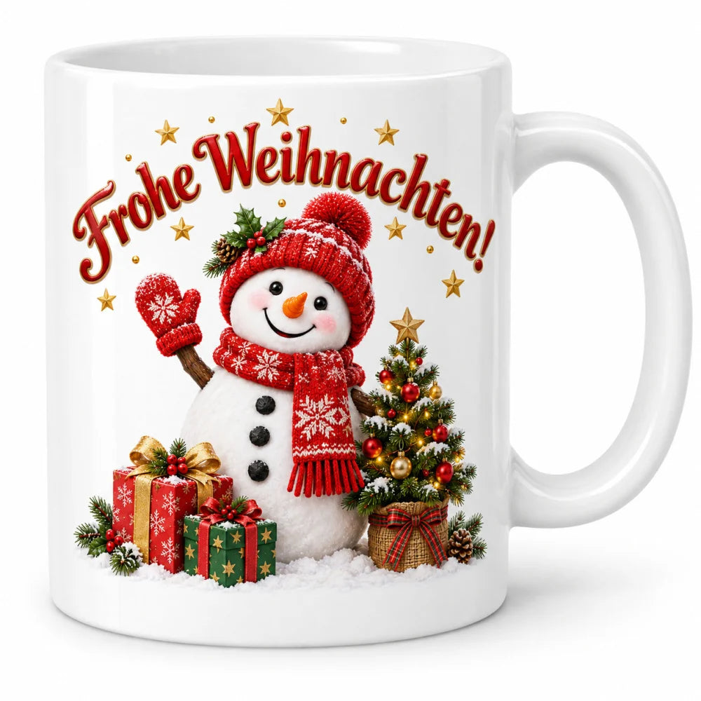 WS-Trend Frohe Weihnachten Schneemann Tasse 330 ml Geschenk mit Spruch - WS-Trend.de