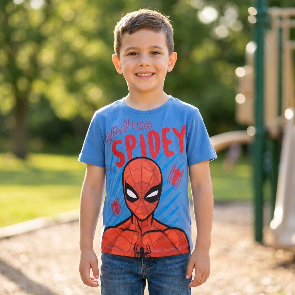 Marvel Spiderman Kinder Jungen kurzarm T-Shirt Shirt Gr. 98 100% Baumwolle - WS-Trend.de