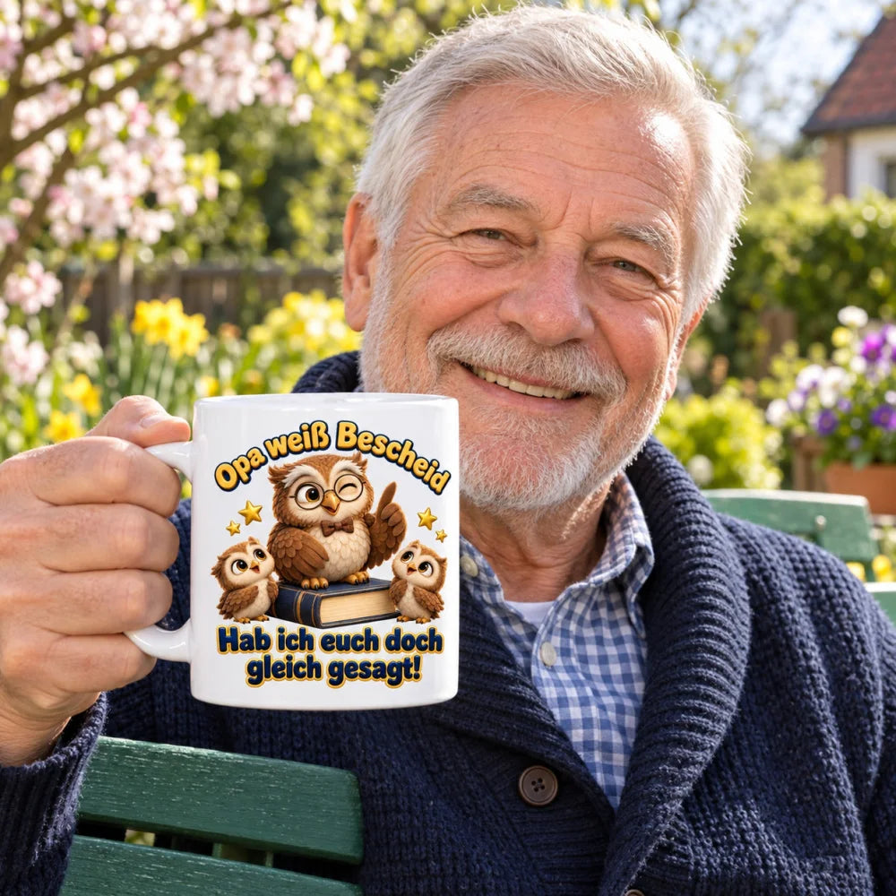 WS-Trend Eulenopa Tasse Keramik 330 ml Geschenk für Opa zum Geburtstag - WS-Trend.de