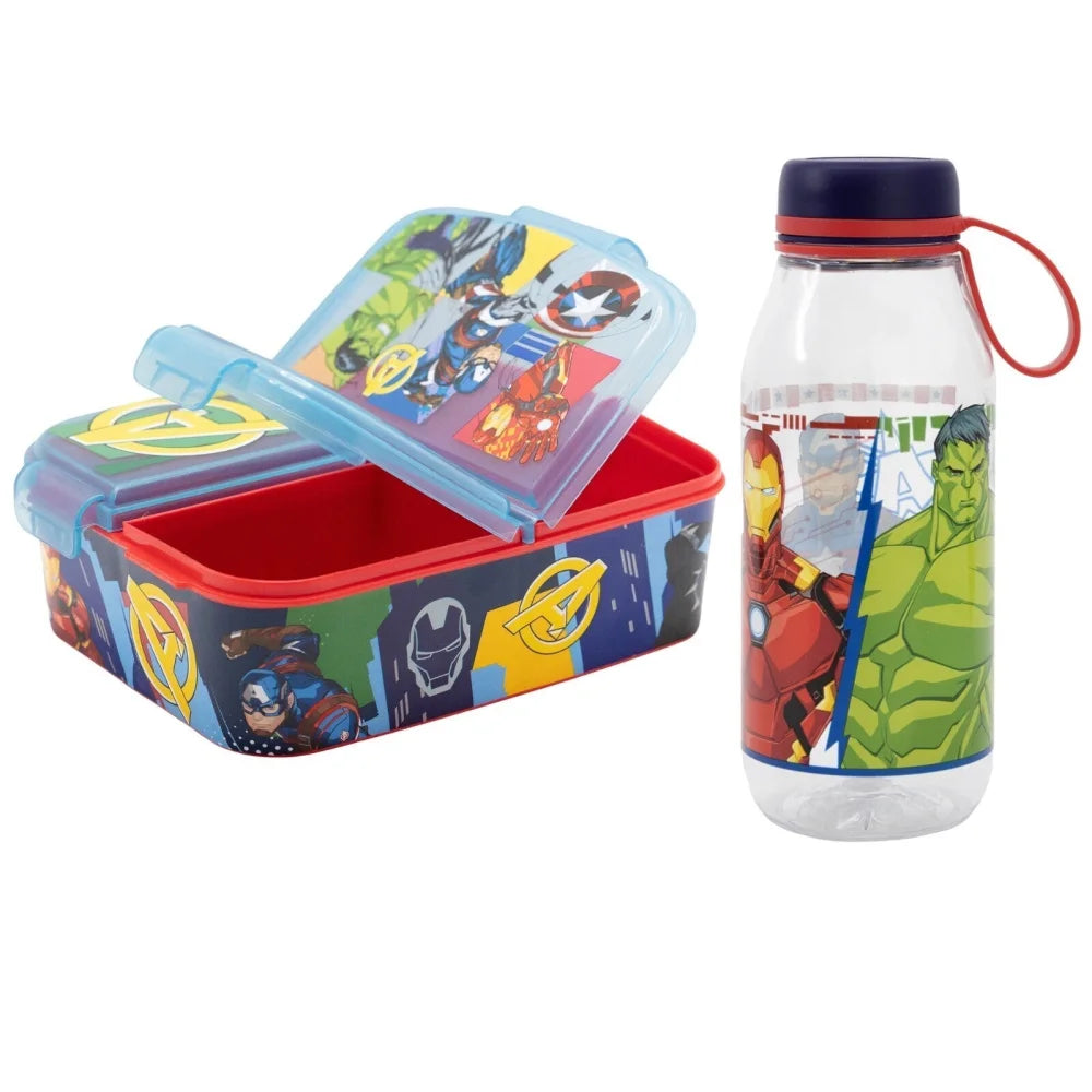 Marvel Avengers Kinder Set 2 tlg 3 Kammern Brotdose Trinkflasche 460 ml - WS-Trend.de