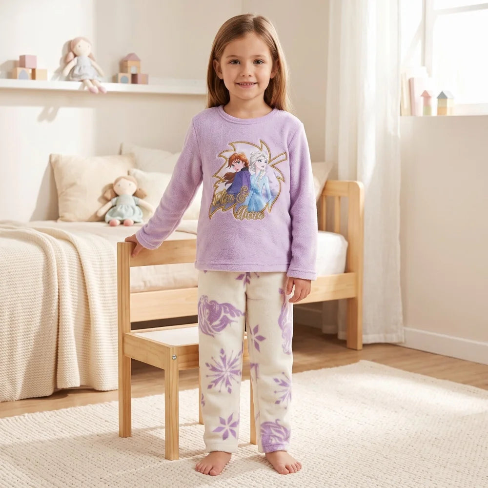 Schlafanzug Disney Die Eiskönigin Kinder Mädchen Coral Fleece Pyjama - WS-Trend.de