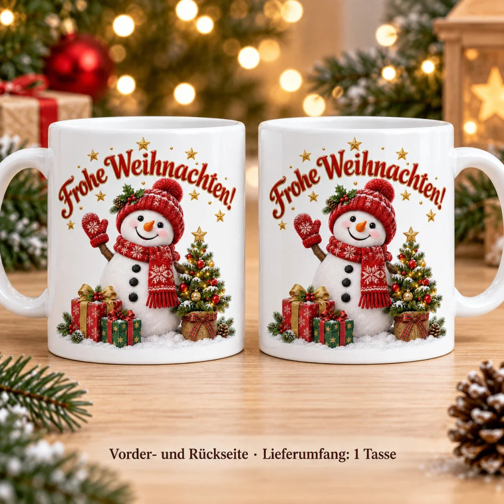 WS-Trend Frohe Weihnachten Schneemann Tasse 330 ml Geschenk mit Spruch - WS-Trend.de