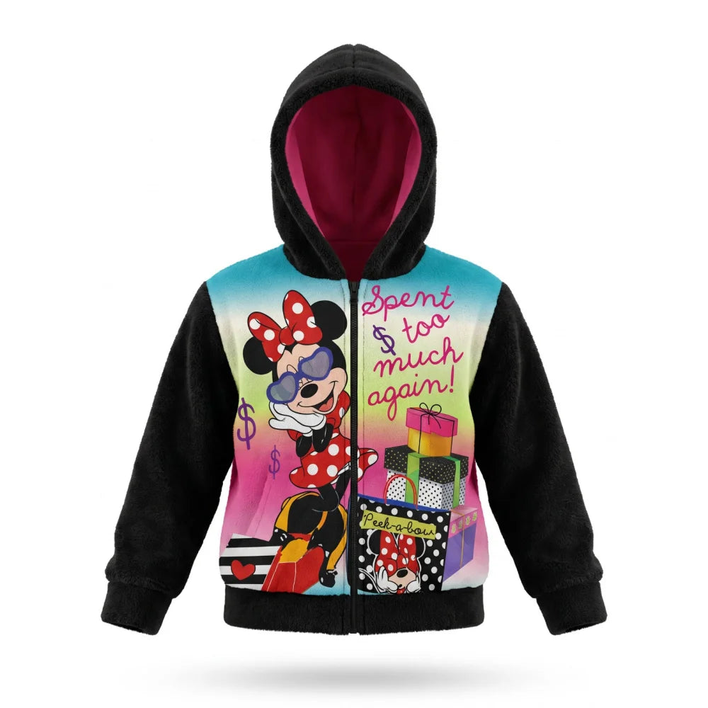 Disney Minnie Maus Kinder Coral-Fleece Kapuzenjacke Schwarz Gr. 98–128 - WS-Trend.de