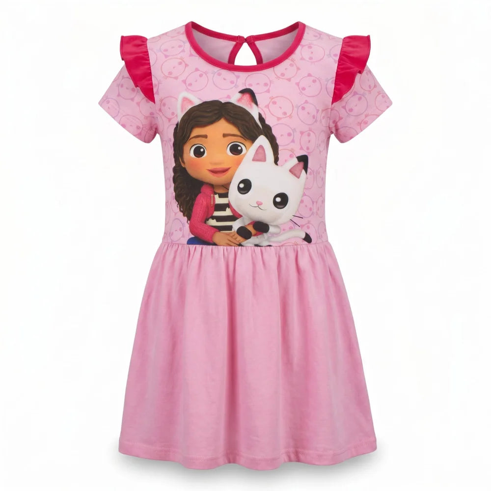 Gabbys Dollhouse Kinder Mädchen kurzarm Kleid Sommerkleid Gr. 98-128 Baumwolle - WS-Trend.de