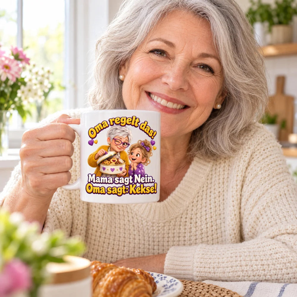 WS-Trend Oma regelt das Tasse 330 ml ist super Geschenk mit Spruch - WS-Trend.de