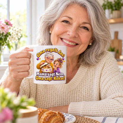 WS-Trend Oma regelt das Tasse 330 ml ist super Geschenk mit Spruch - WS-Trend.de