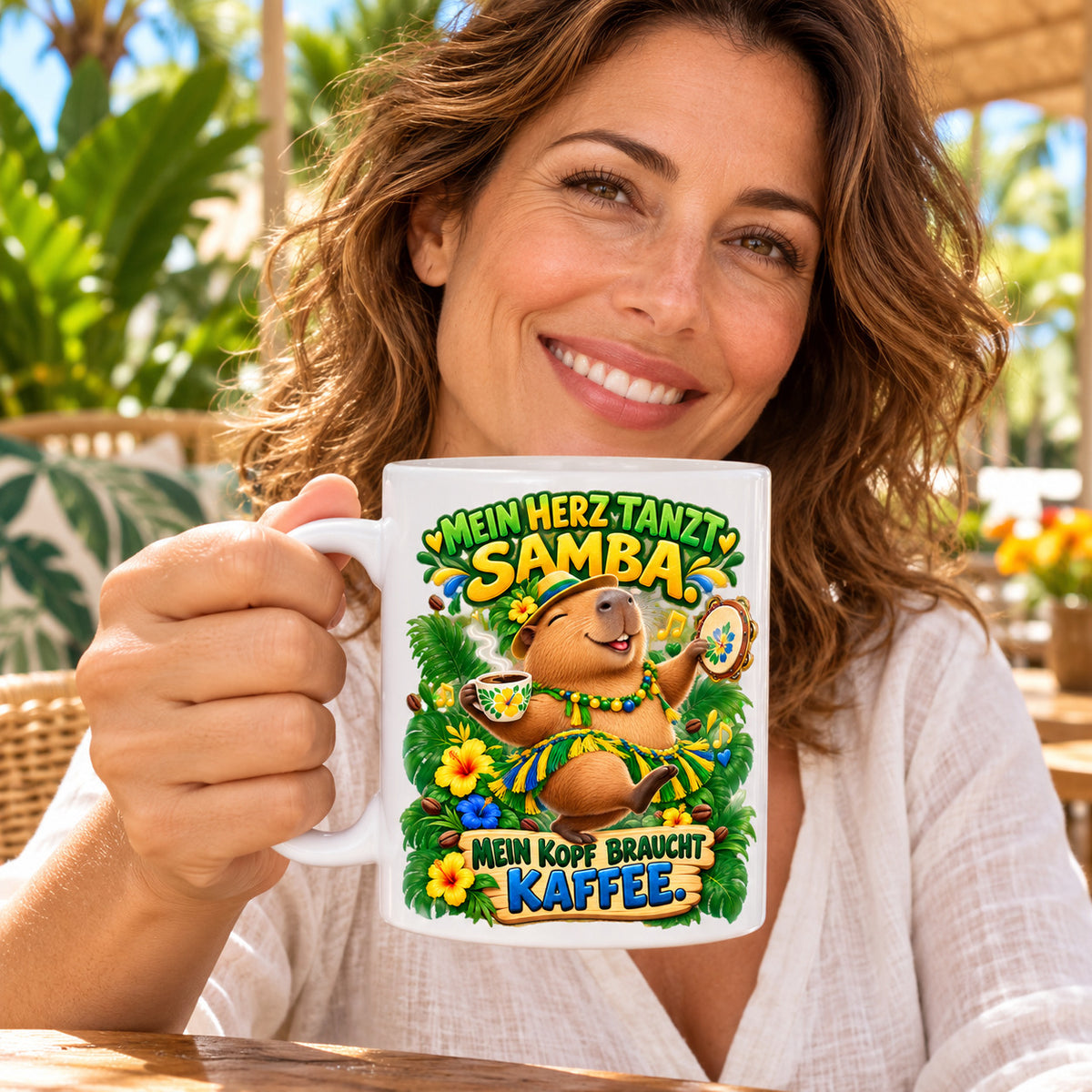 Brasilien Tasse Keramik 330 ml Spruch Geschenk Kaffee Urlaub Tiermotiv