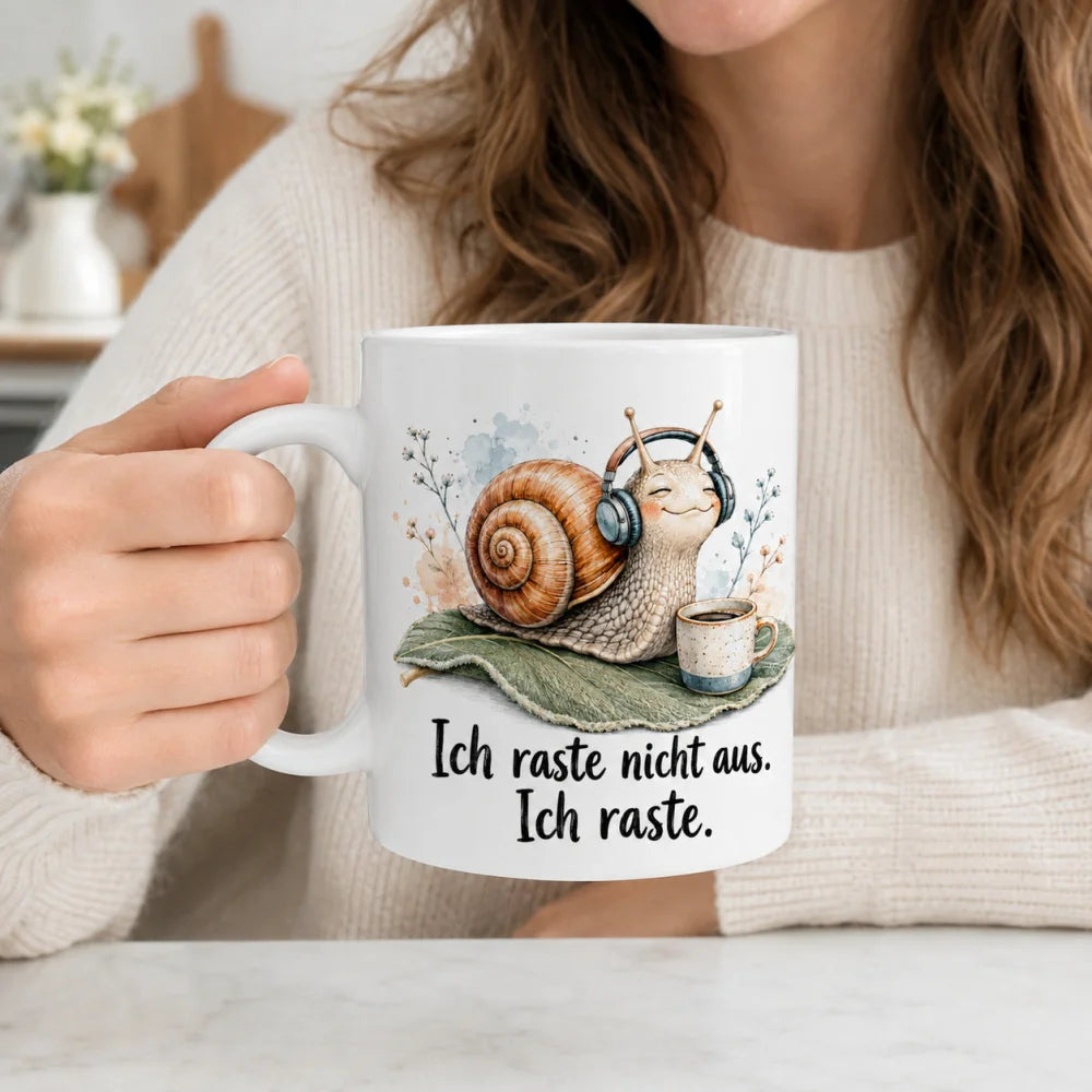 Schnecke Anti-Stress-Tasse - lustiger Spruch - weiß aus Keramik 330 ml - WS-Trend.de