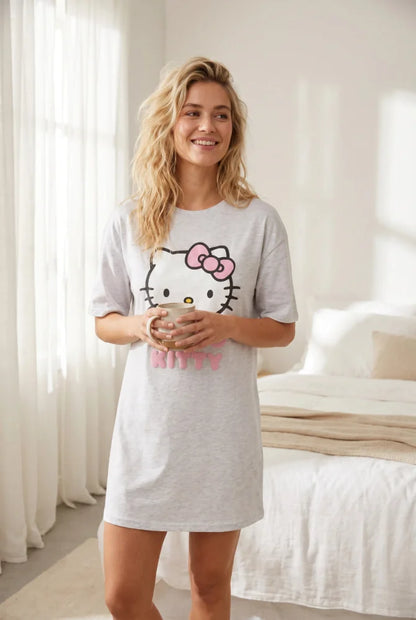 Schlafanzug Hello Kitty Classic Damen kurzarm Schlafshirt Shirt Nachtshirt Gr S-XL - WS-Trend.de