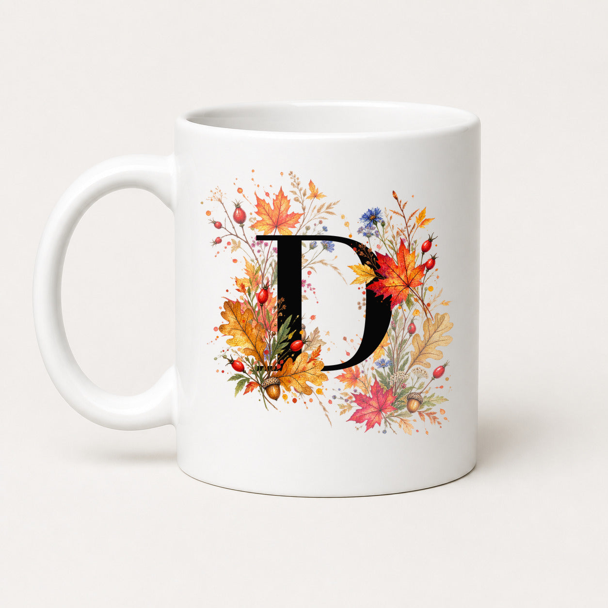 Herbst Tasse A-Z Buchstaben 325 ml Keramik Geschenkidee personalisiert