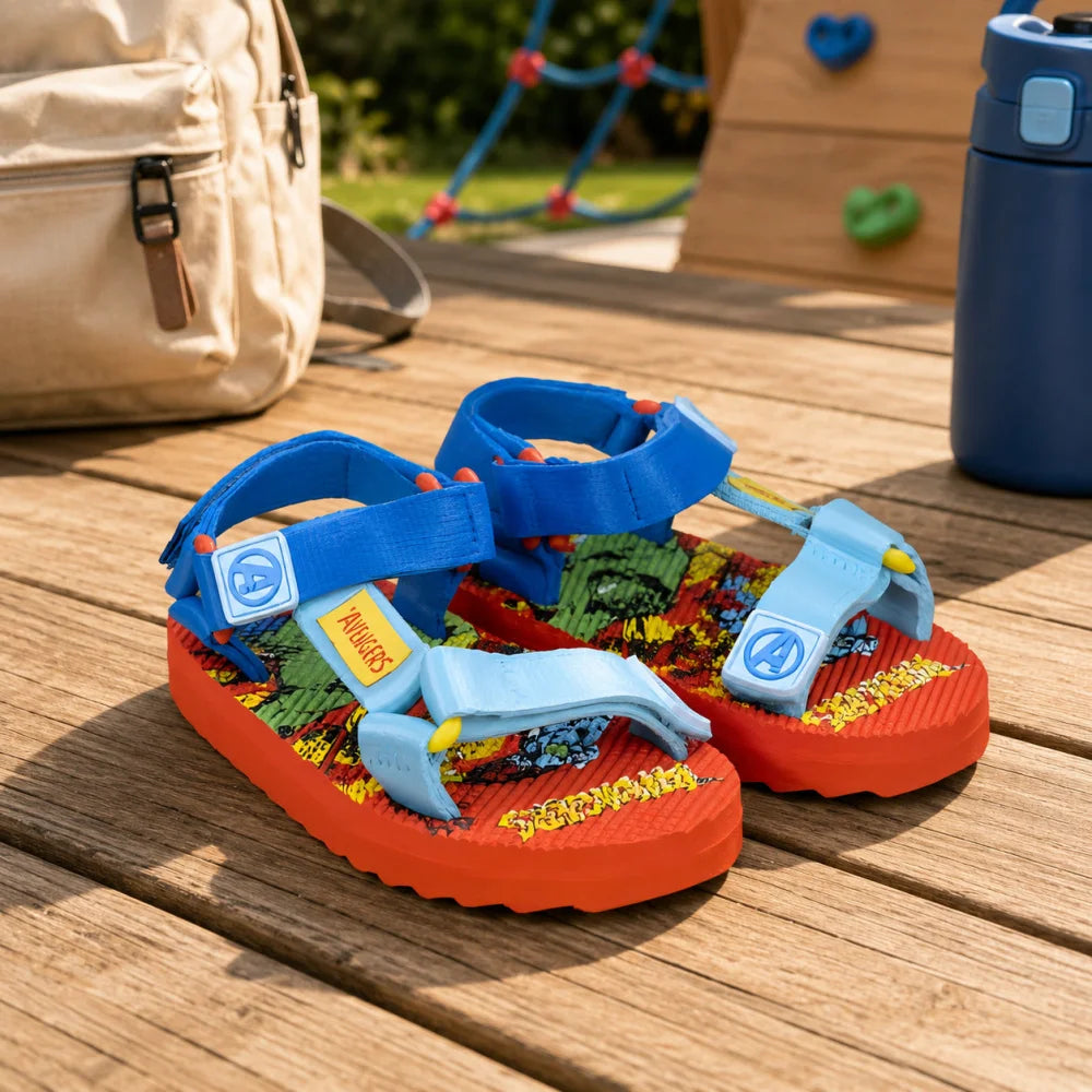 Marvel Avengers Kinder Sandalen Latschen Hausschuhe Klett Gr. 25 bis 32 - WS-Trend.de