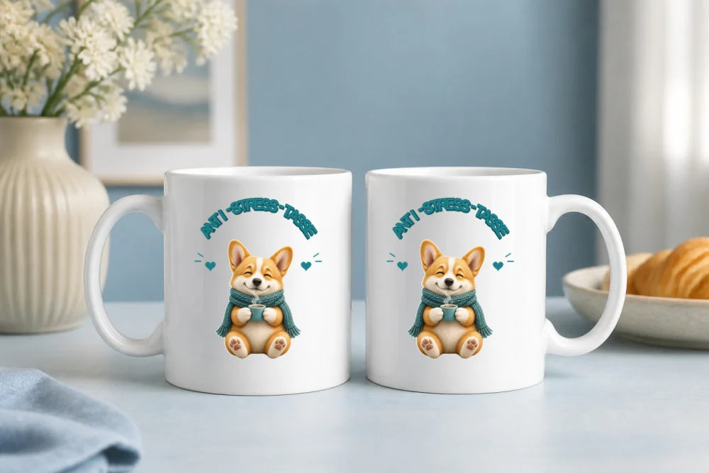 Anti-Stress-Tasse Corgi 325 ml Keramik Kaffeebecher Geschenk - WS-Trend.de