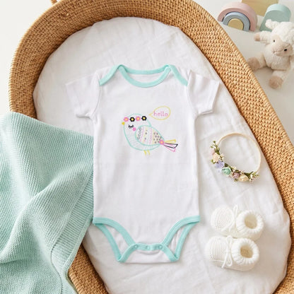 Baby 2er Pack kurzarm Body Strampler Schlafanzug Gr. 74-86 Einhorn Vogel - WS-Trend.de