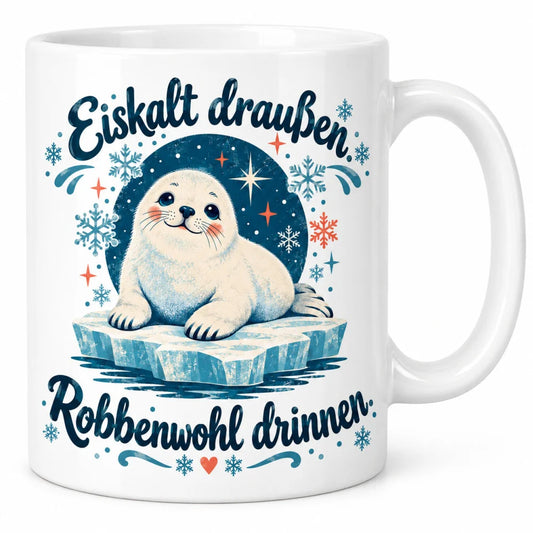 Robbe Wintertasse mit Spruch aus Keramik 330ml Geschenk zu Weihnachten - WS-Trend.de
