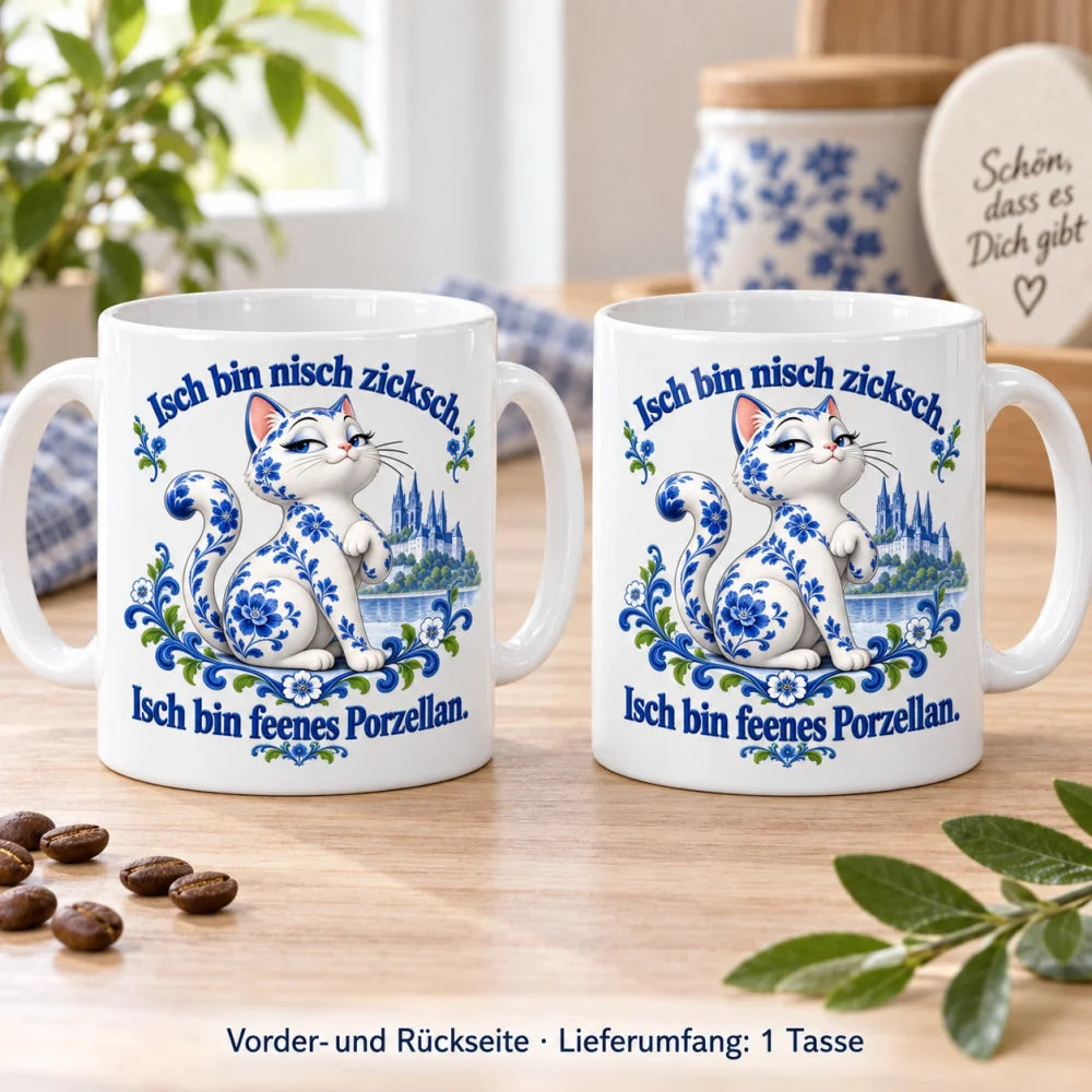 WS-Trend Porzellankatze Tasse sächsischer Spruch Keramik 330 ml lustig - WS-Trend.de
