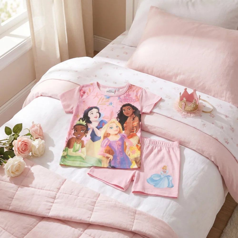 Disney Princess Kinder Mädchen Schlafanzug Pyjama Shirt Shorts Gr. 92-116 - WS-Trend.de