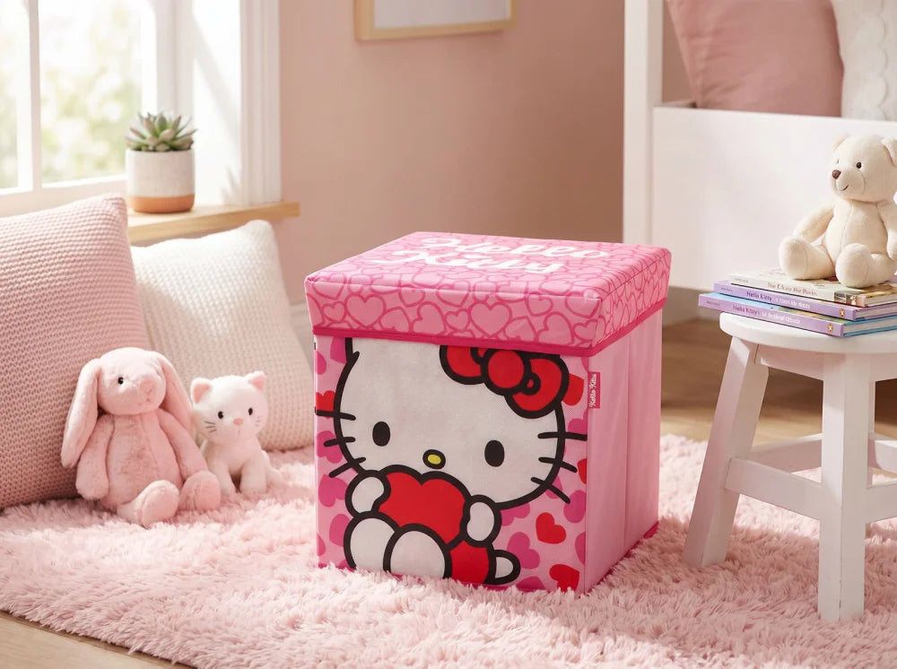 Hello Kitty Kinder Spielzeug Korb Spielzeugkorb Deckel 30x30x30 cm - WS-Trend.de